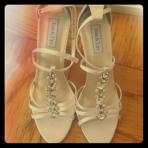 White satin open toe sandal